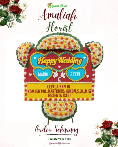 Karangan Papan Bunga Pernikahan di Wanadri
